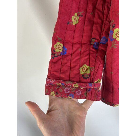 Vintage 90s Rainbow Floral Quilted Quilt Coat Jacket Cottagecore - Picture 6 of 7